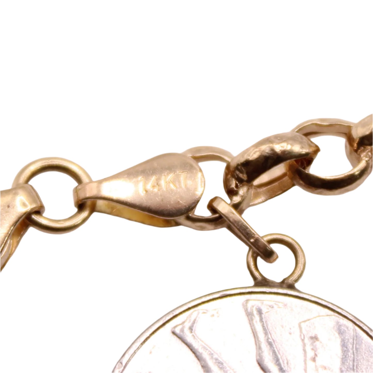 Milor 14kt Yellow Gold Italian Lire Coin Charm Chunky Bracelet
