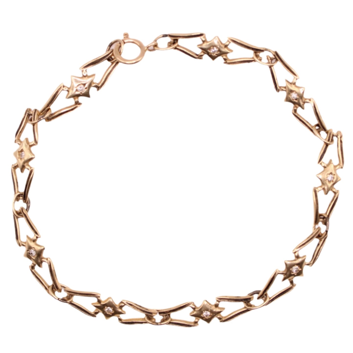 Antique 10kt Yellow Diamond Simmons Jewelry Co Enamel Victorian Link Bracelet