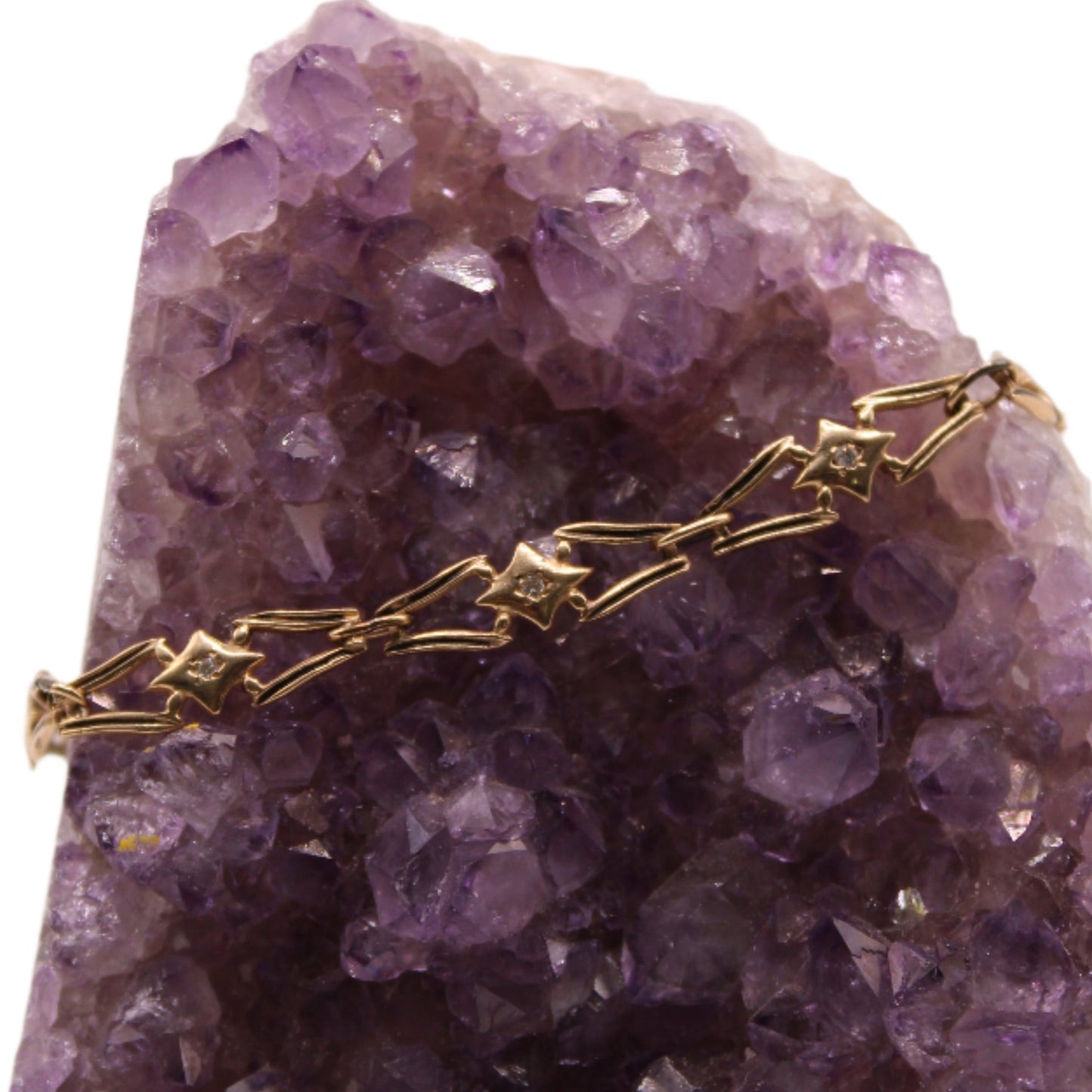 Antique 10kt Yellow Diamond Simmons Jewelry Co Enamel Victorian Link Bracelet