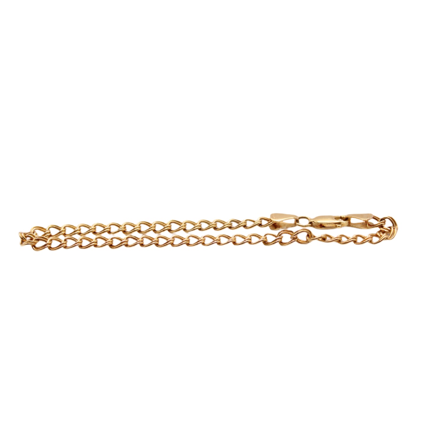 10kt Yellow Gold Italy Double Round Link Chain Charm Bracelet