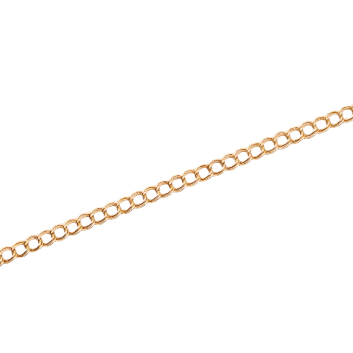 10kt Yellow Gold Italy Double Round Link Chain Charm Bracelet