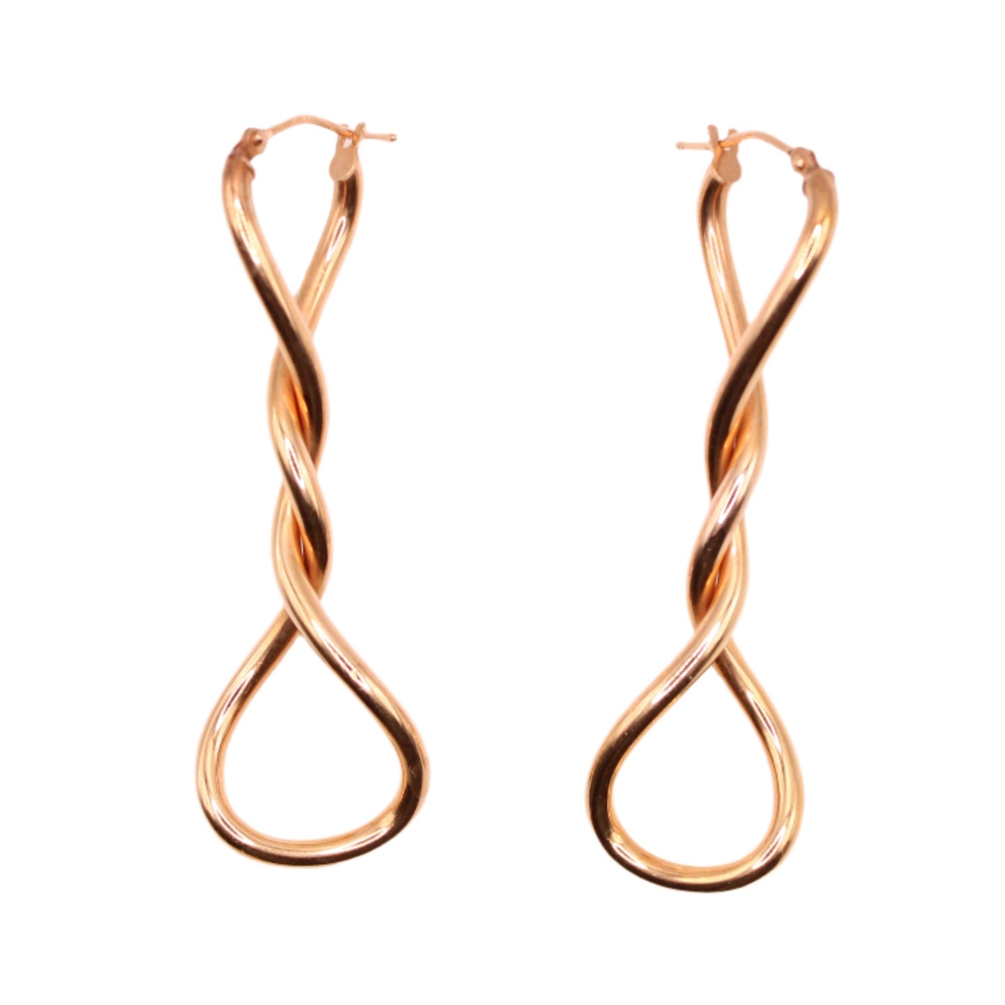14kt Rose Gold 2" Twisted DNA Helix Hoop Earrings