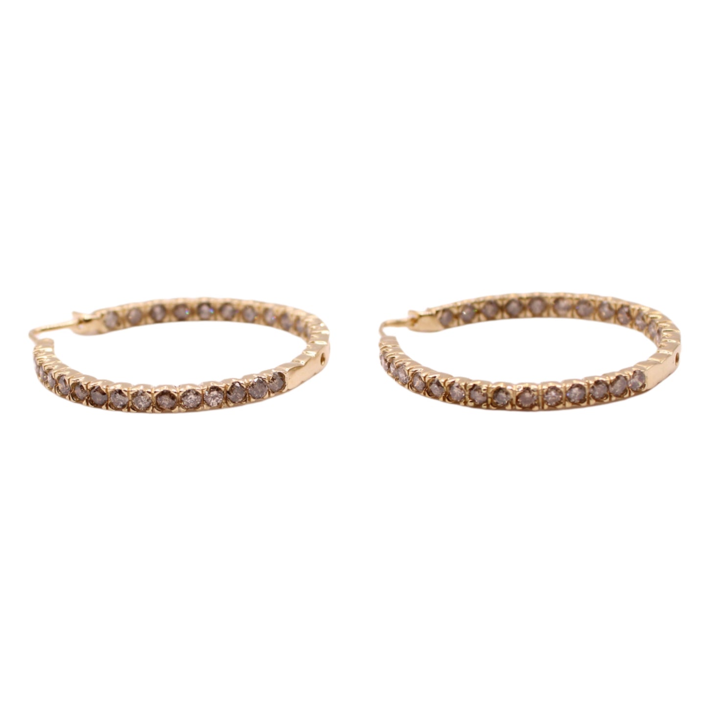 14kt Yellow Gold Diamond 2.5CTTW Inside Out VDC Hoop Earrings