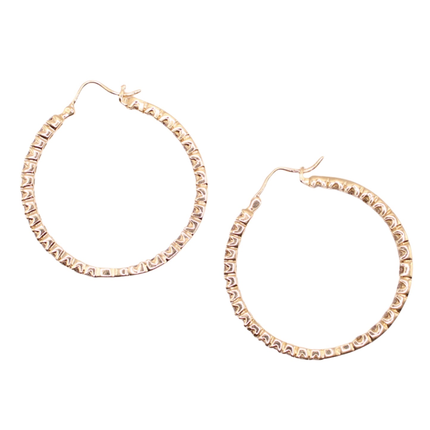 14kt Yellow Gold Diamond 2.5CTTW Inside Out VDC Hoop Earrings