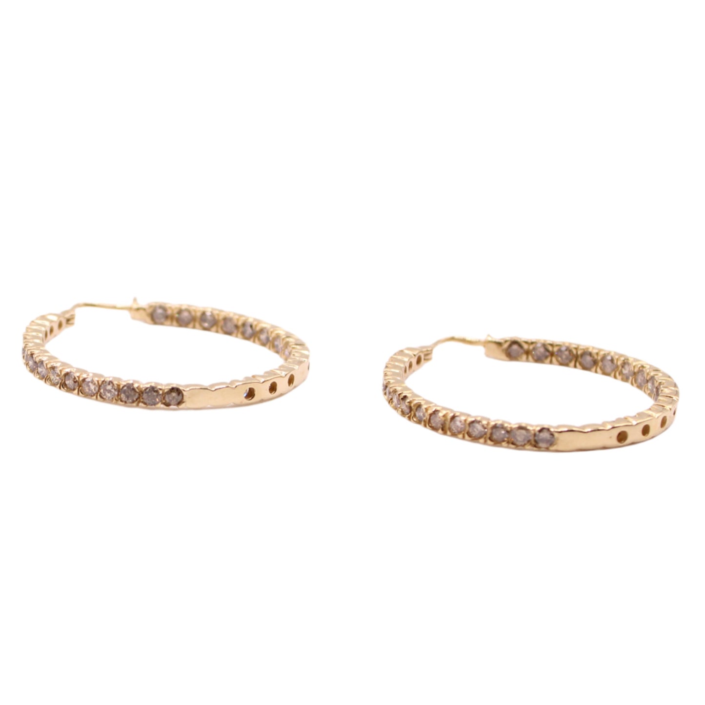 14kt Yellow Gold Diamond 2.5CTTW Inside Out VDC Hoop Earrings