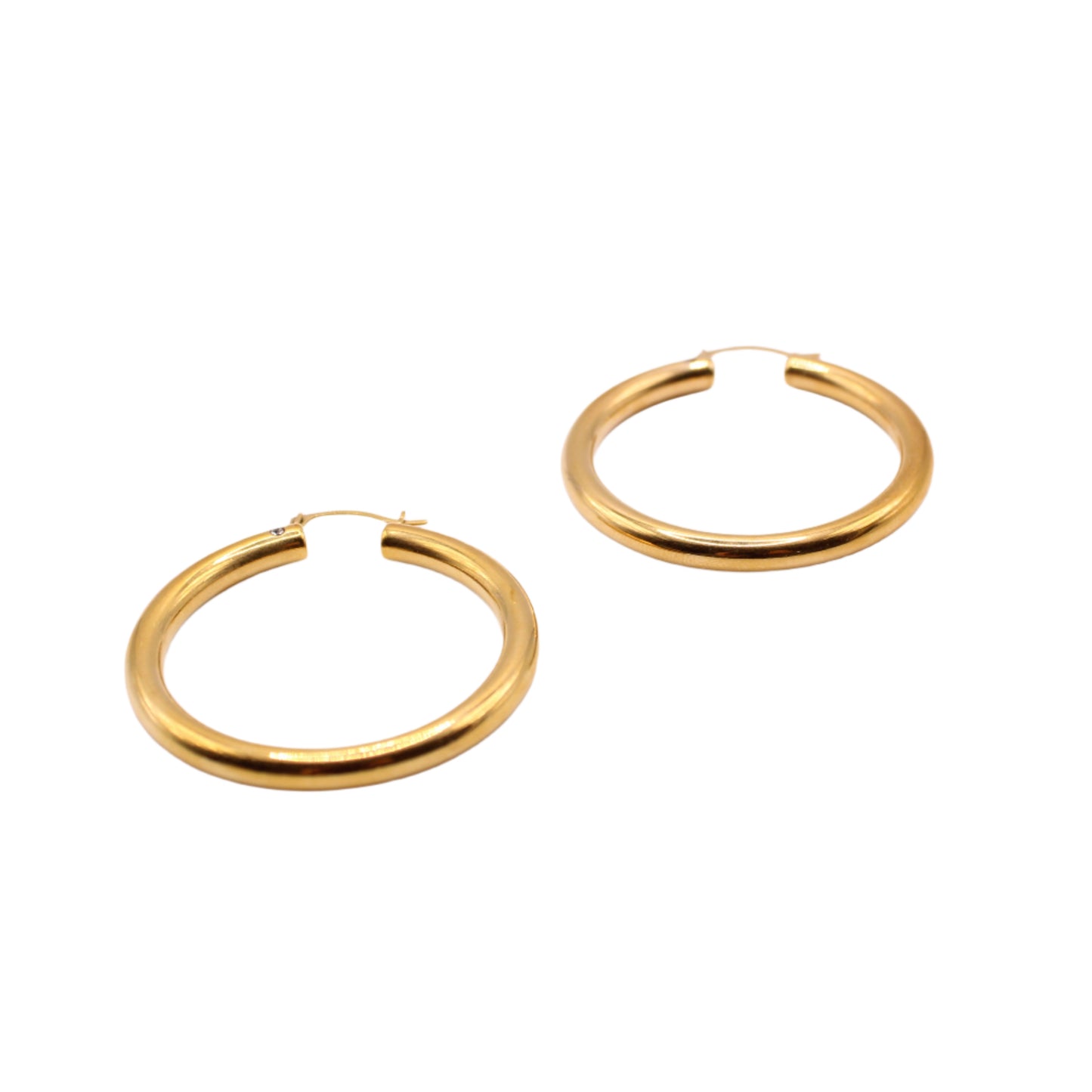 14kt Yellow Gold Diamond Accent 1.5" Tube Hoop Earrings