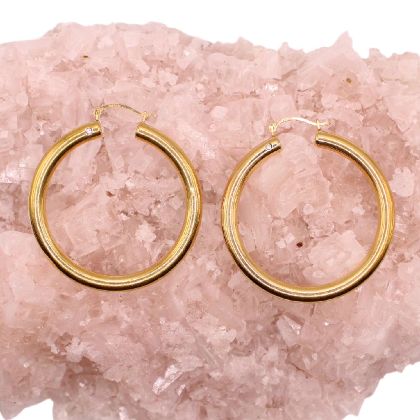 14kt Yellow Gold Diamond Accent 1.5" Tube Hoop Earrings