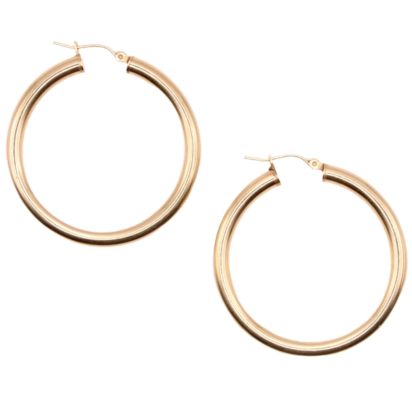 10kt Yellow Gold Classic Polished Tube Hoop 1.6" Earrings