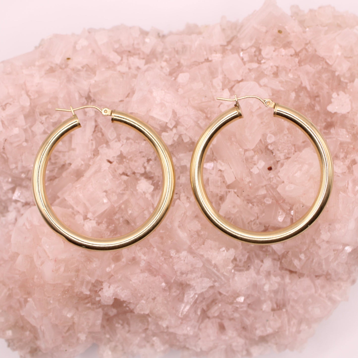 10kt Yellow Gold Classic Polished Tube Hoop 1.6" Earrings