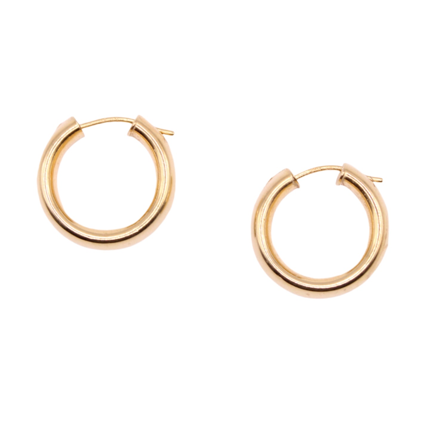 14kt Yellow Gold Hinged Wide Chunky Round Circle Polished Hoop Post Earrings 0.6"