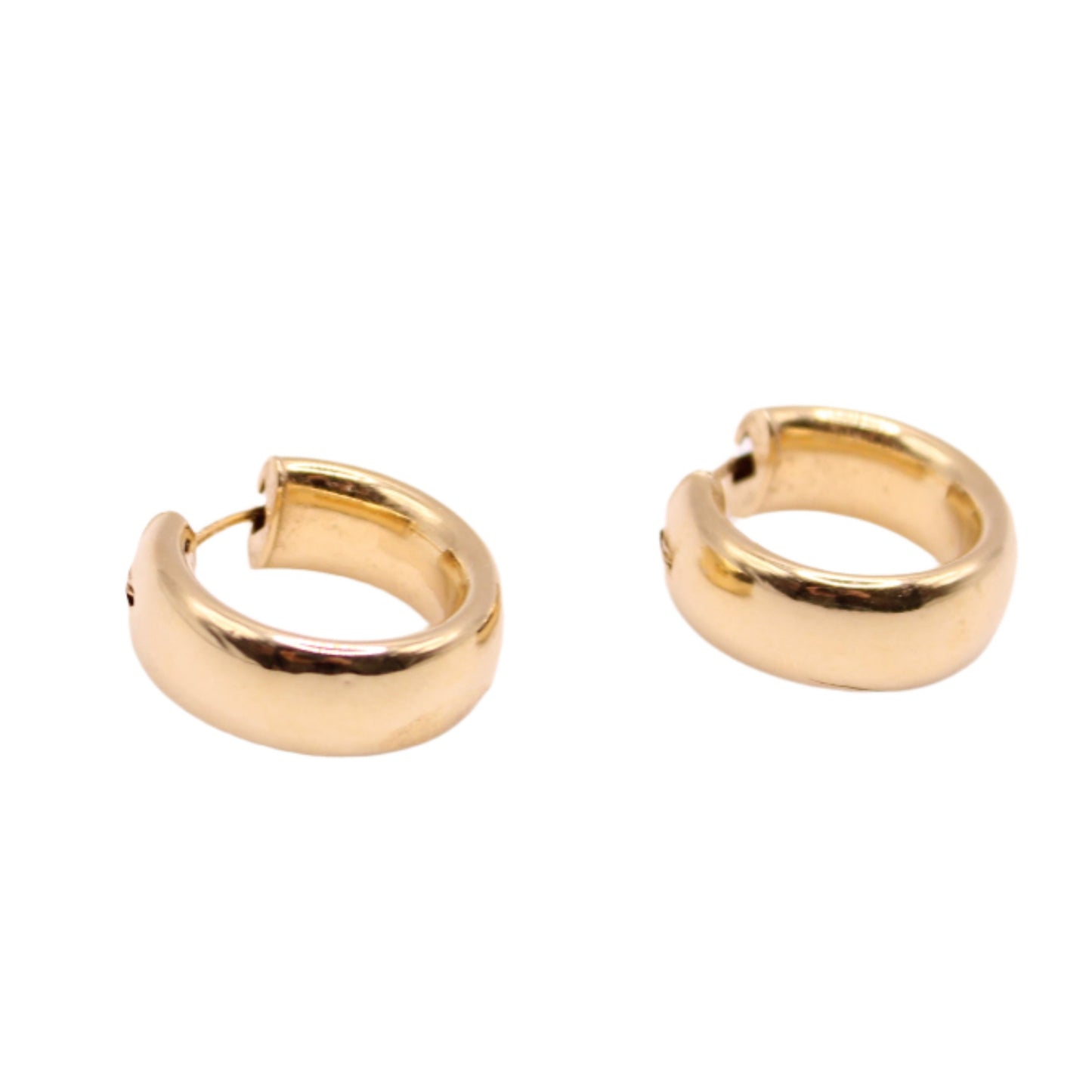 14kt Yellow Gold Hinged Wide Chunky Round Circle Polished Hoop Post Earrings 0.6"