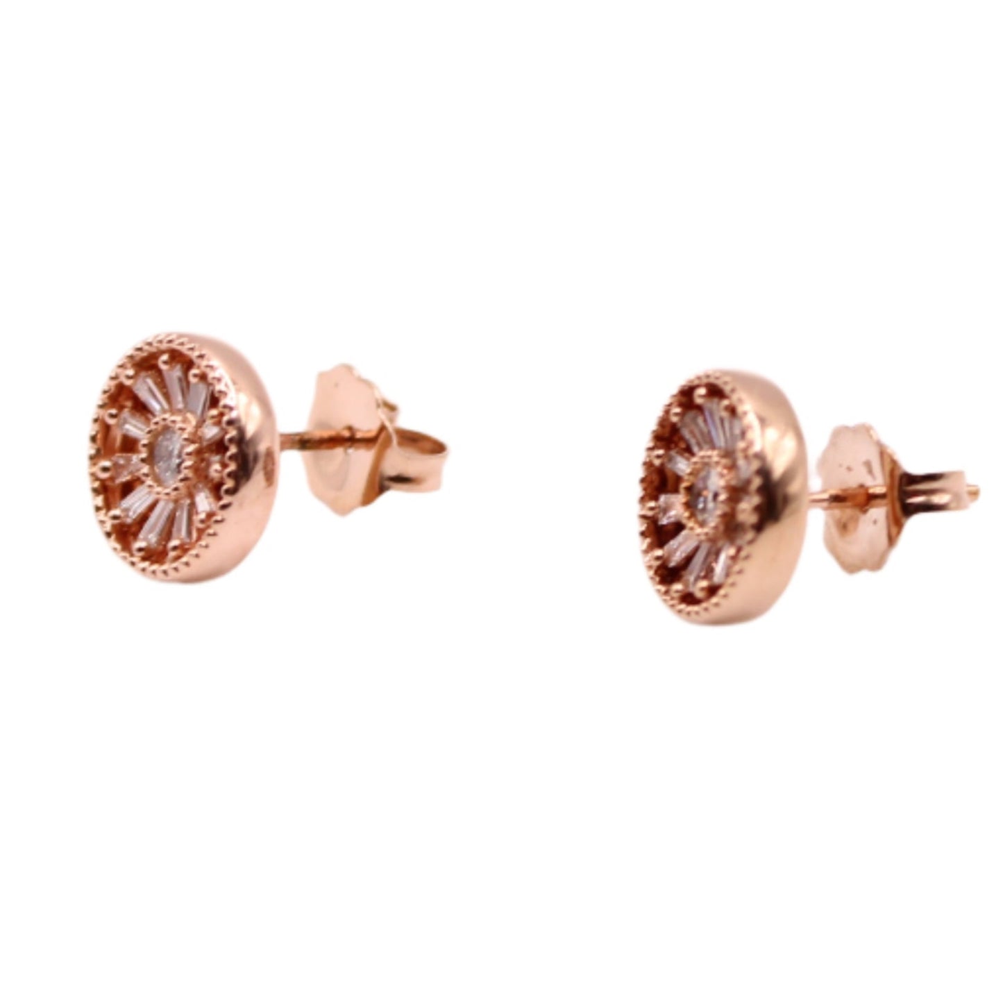 Emmy London 10kt Rose Gold Diamond Open Circle Post Stud Earrings