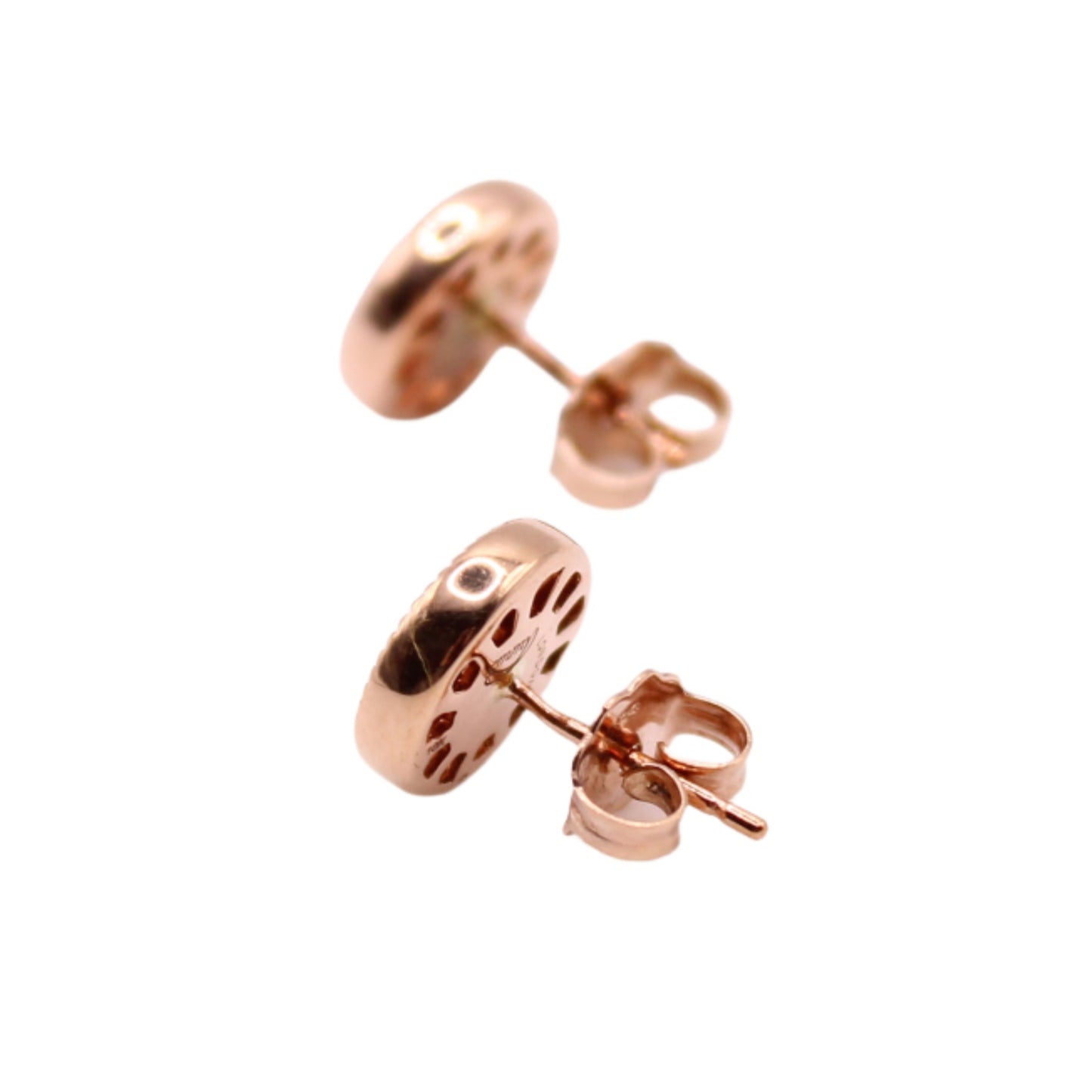 Emmy London 10kt Rose Gold Diamond Open Circle Post Stud Earrings