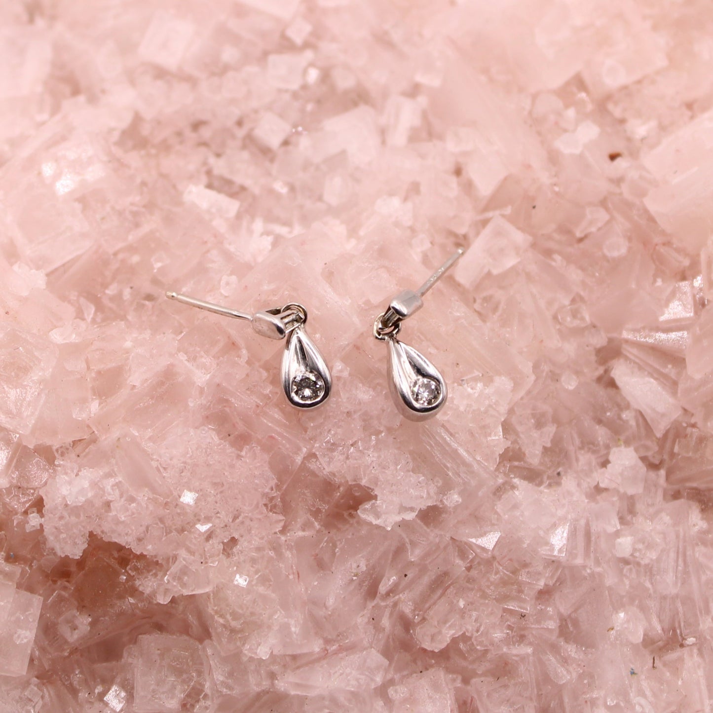 14kt White Gold Diamond Round Baguette Drop Dangle Post Stud Earrings