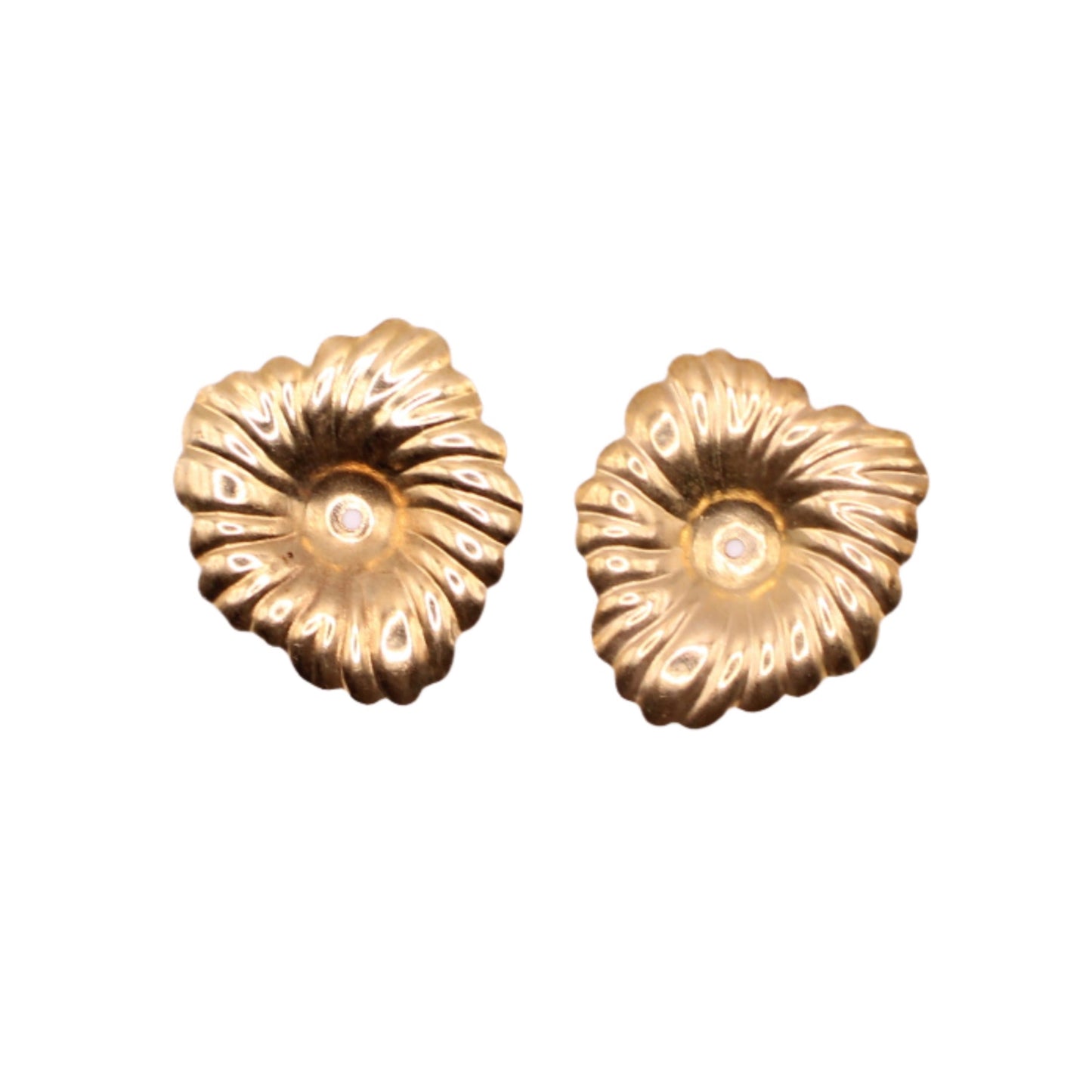 Vintage 14kt Yellow Gold Large Flower Diamond Stud Earring Jackets
