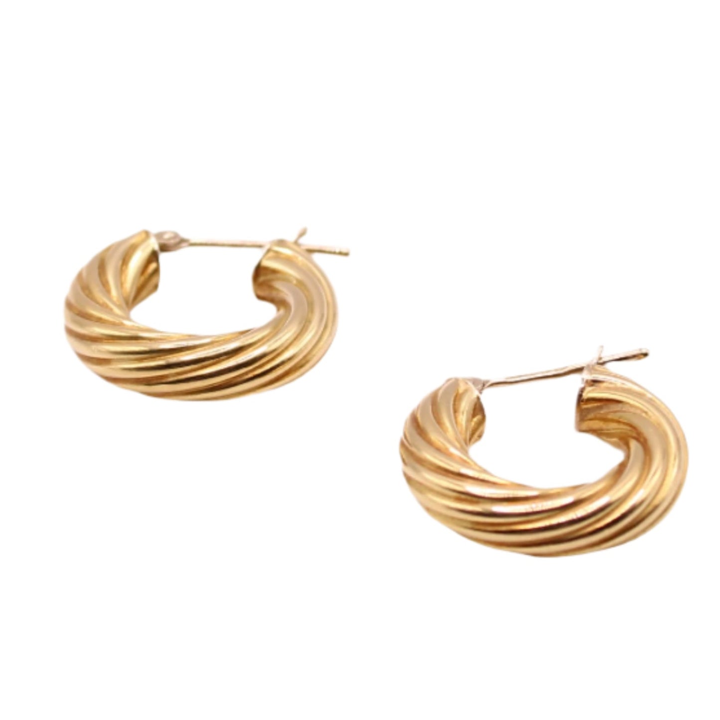 18kt Yellow Gold Rope Twist Chunky Hoop Earrings 0.75"