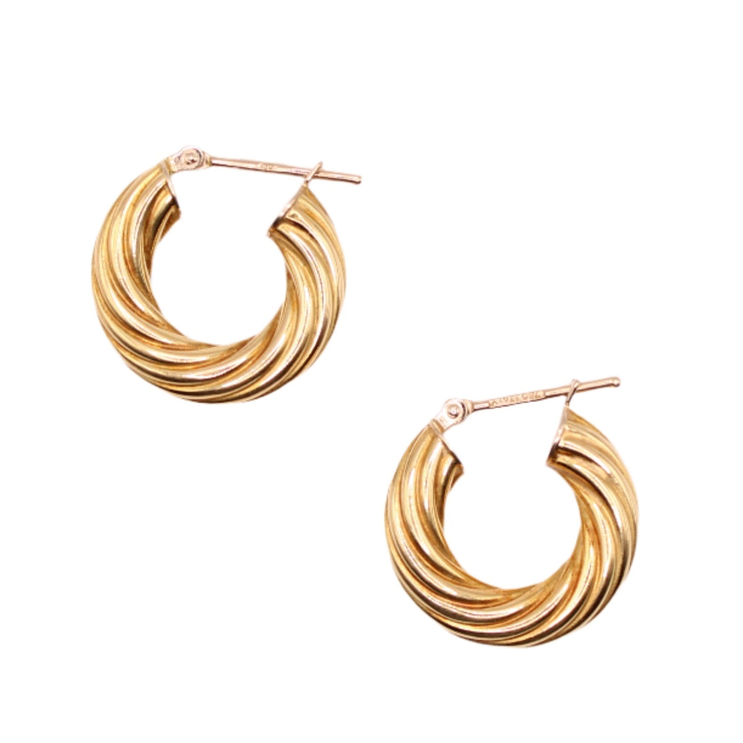 18kt Yellow Gold Rope Twist Chunky Hoop Earrings 0.75"