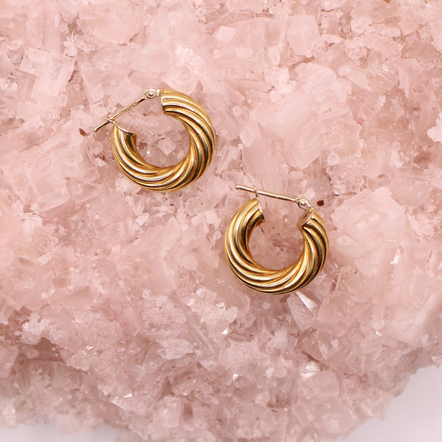 18kt Yellow Gold Rope Twist Chunky Hoop Earrings 0.75"