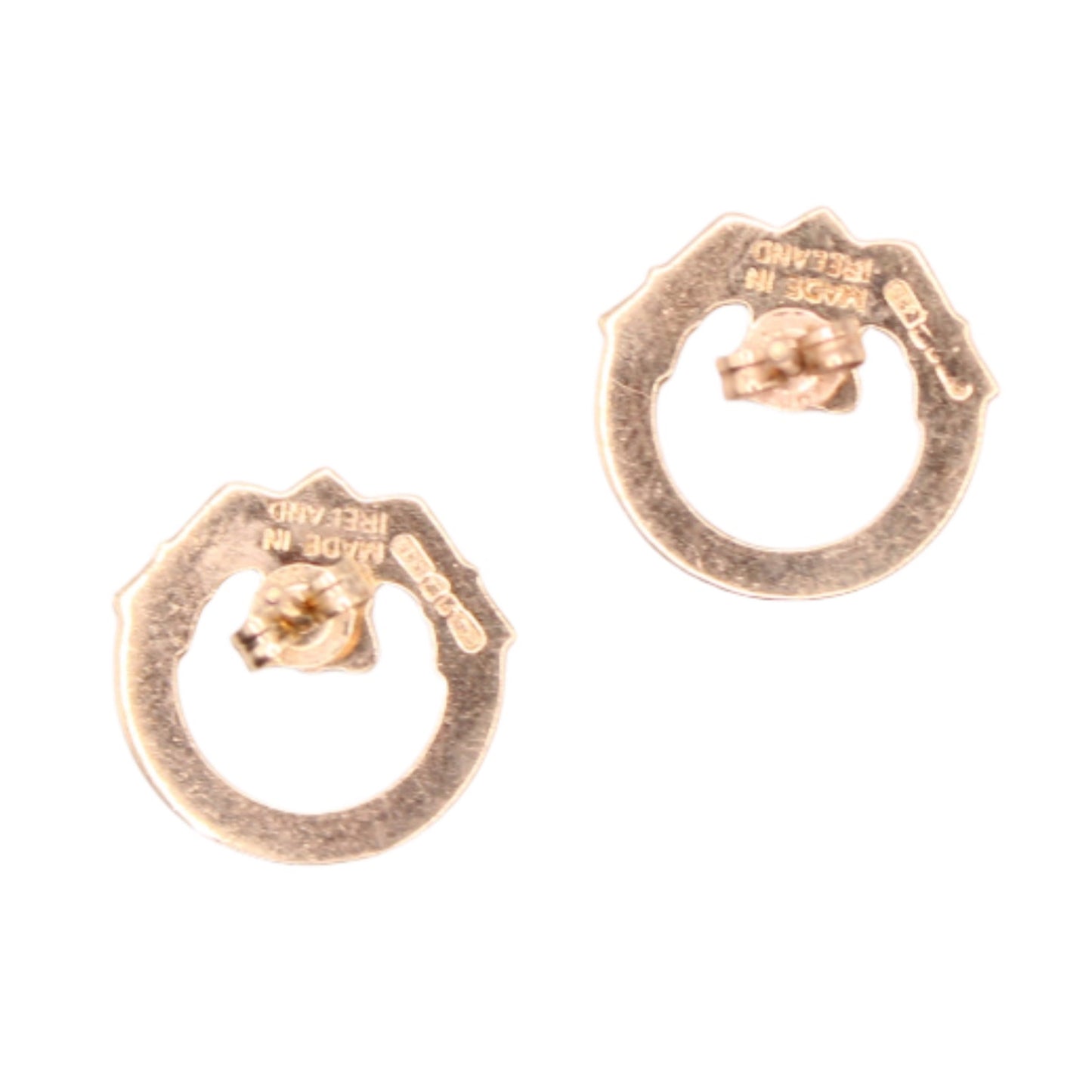 14kt Yellow Gold Claddagh Made in Ireland Love Loyalty Post Earrings