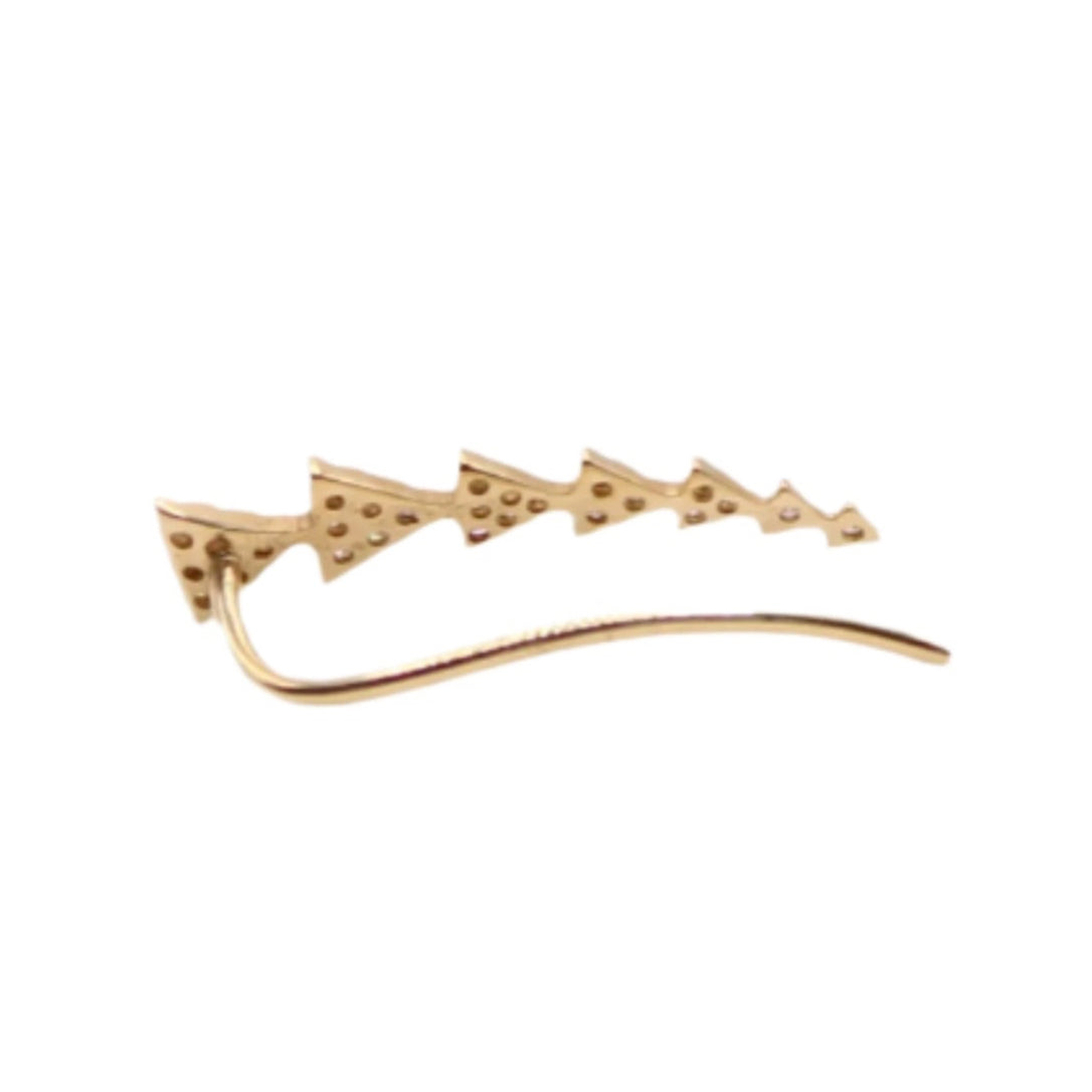 14kt Yellow Gold Diamond Triangle Graduated Arrows Left Ear Climber Pierced Earring