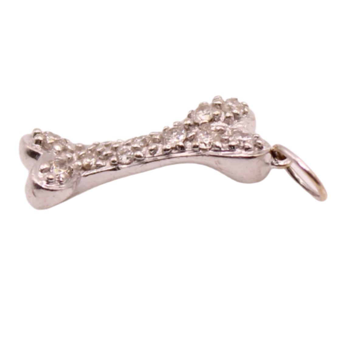 *SOLD* Sydney Evan 14kt White Gold Diamond Pave Set Dog Bone Medium Charm Pendant
