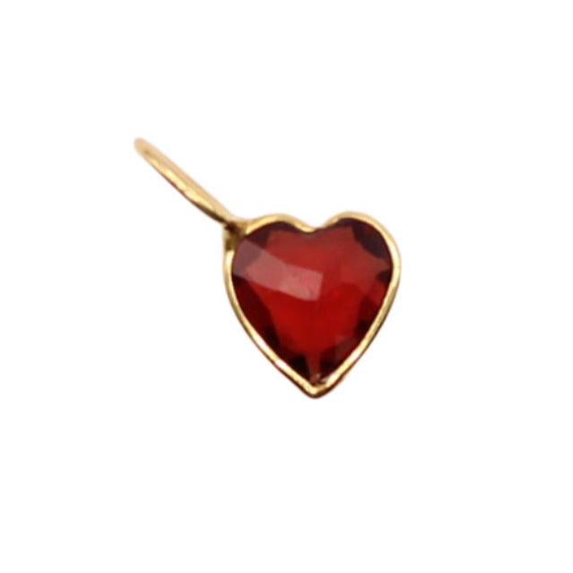 14kt Yellow Gold Heart Cut Garnet Bezel Dainty Mini Dangle Charm Pendant