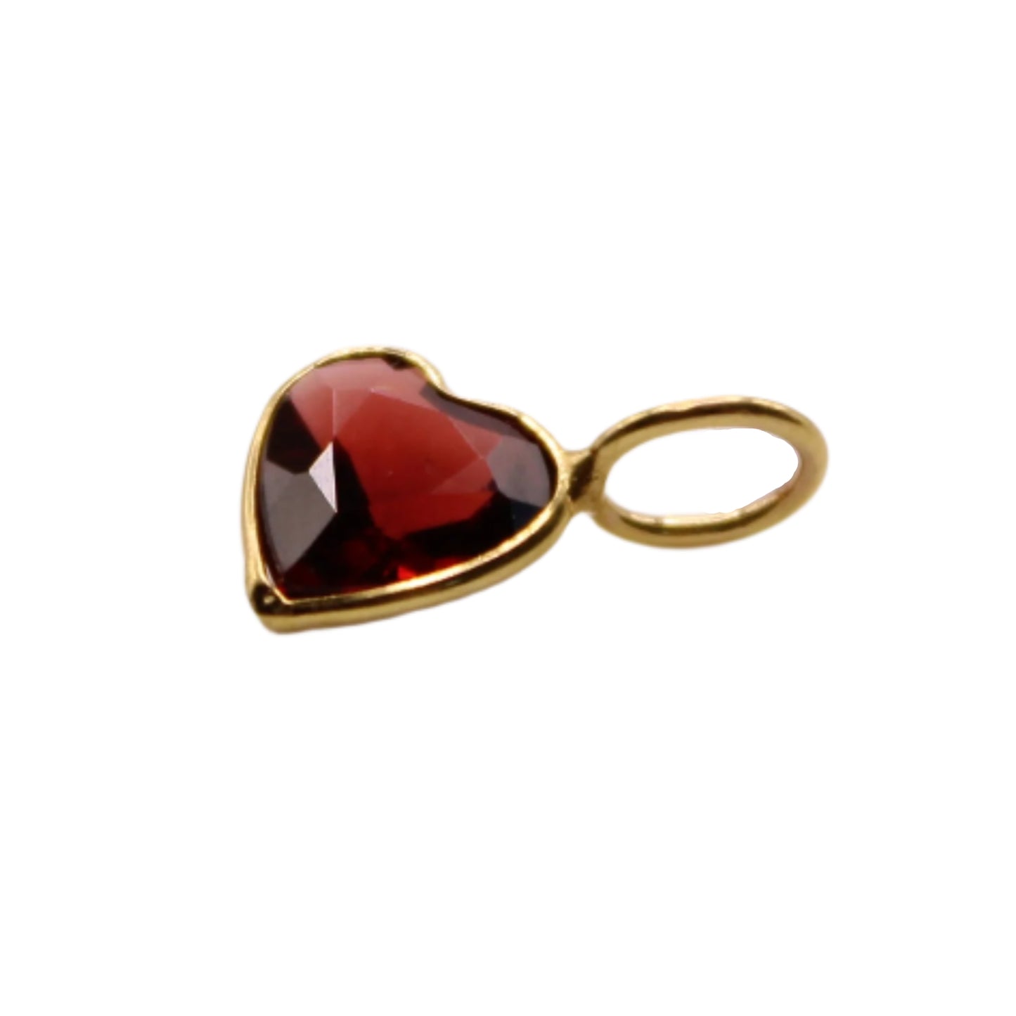 14kt Yellow Gold Heart Cut Garnet Bezel Dainty Mini Dangle Charm Pendant
