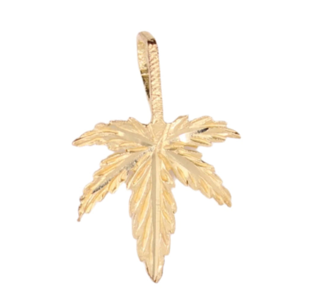 14kt Yellow Gold Cannabis Marijuana Weed Pot Sweet Leaf Charm Pendant