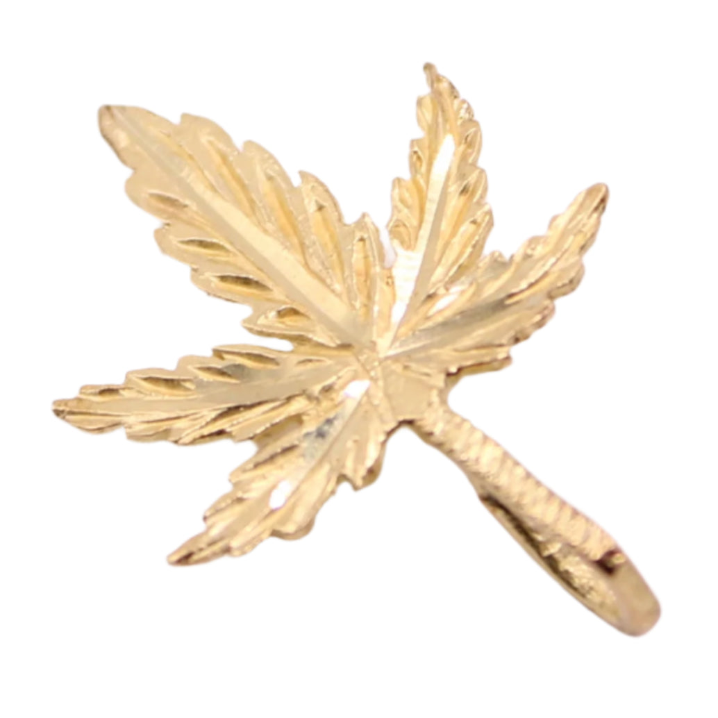 14kt Yellow Gold Cannabis Marijuana Weed Pot Sweet Leaf Charm Pendant