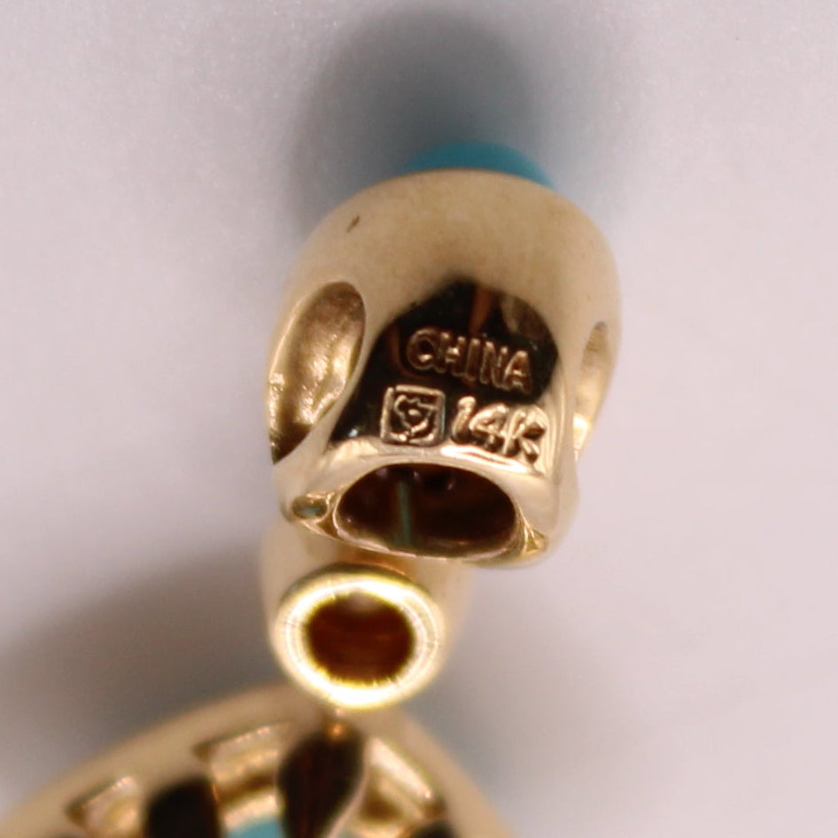 *SOLD* 14kt Yellow Gold Sleeping Beauty Cabochon Turquoise Diamond Pendant