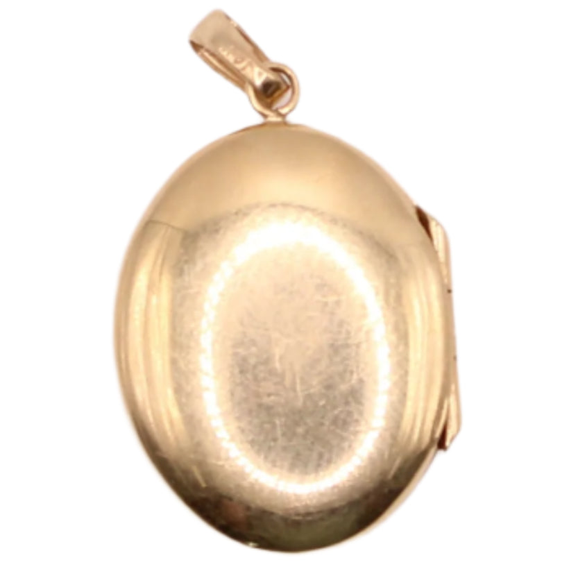 *SOLD* Vintage 14kt Yellow Gold Chevron Art Deco Oval Photo Locket Pendant