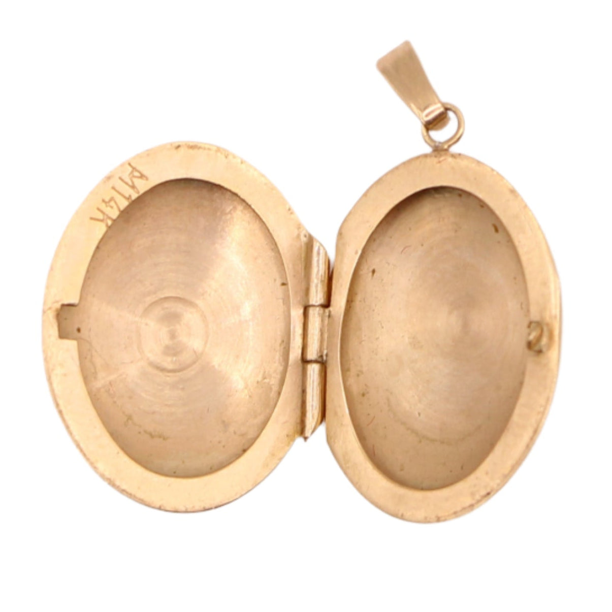 *SOLD* Vintage 14kt Yellow Gold Chevron Art Deco Oval Photo Locket Pendant