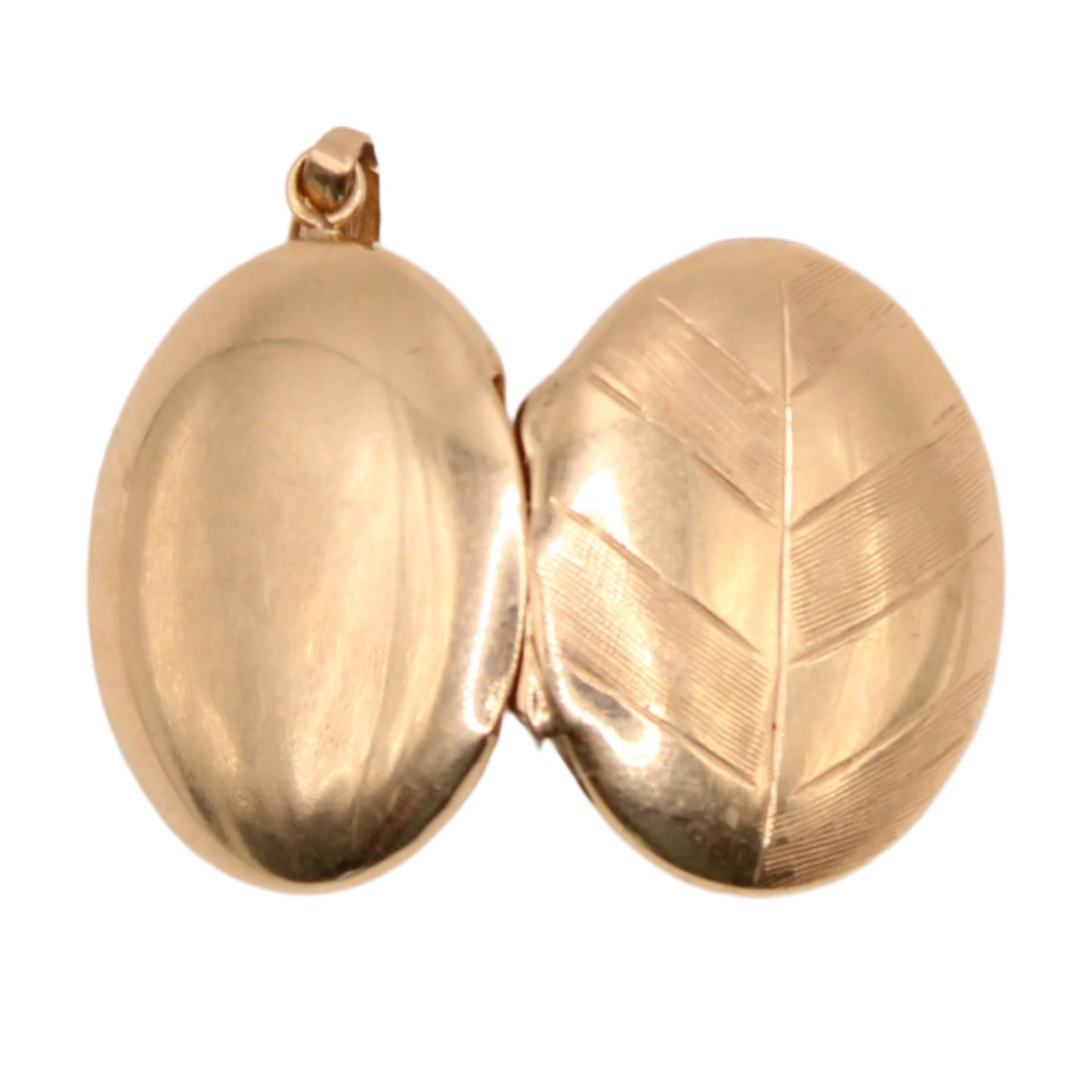 *SOLD* Vintage 14kt Yellow Gold Chevron Art Deco Oval Photo Locket Pendant