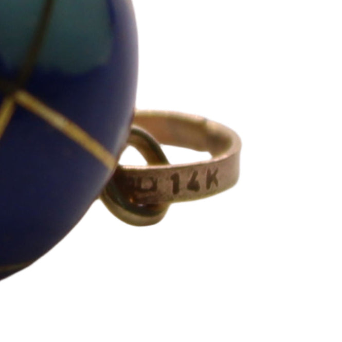 H.W. Burdick Co Vintage 14kt Yellow Gold Inlaid Gems Lapis Earth Globe Charm