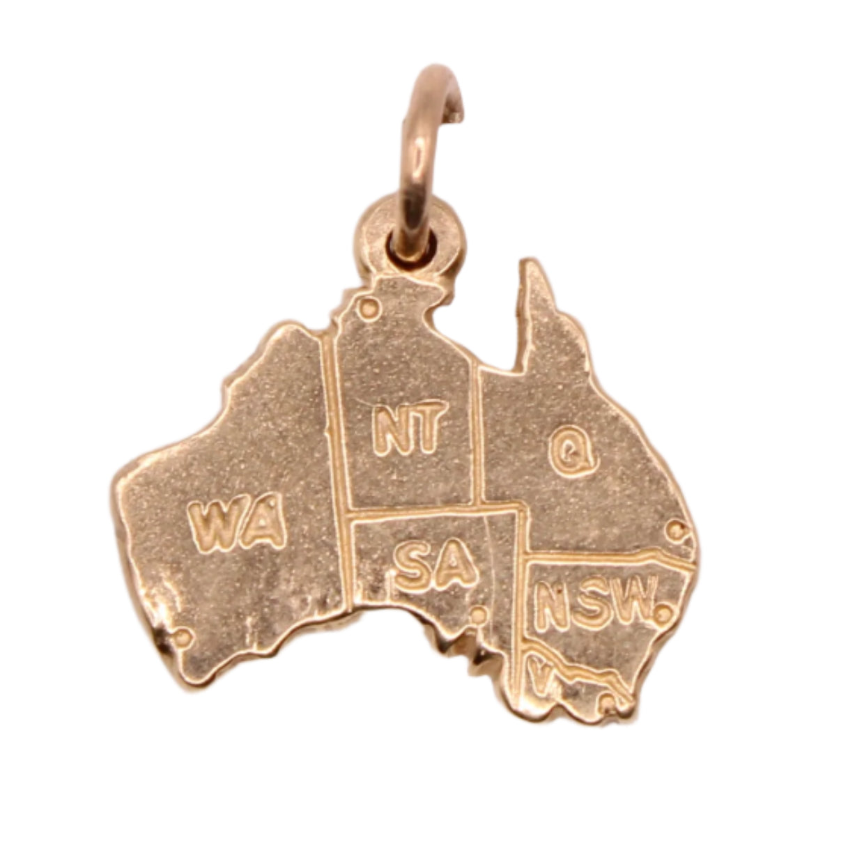 Vintage 9kt Yellow Gold Australia Continent Charm Pendant