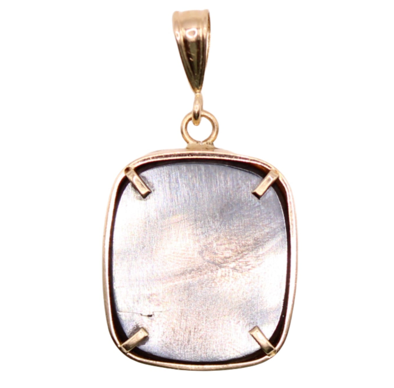 14kt Yellow Gold Bezel Hematite Intaglio Roman Soldier Cameo Pendant