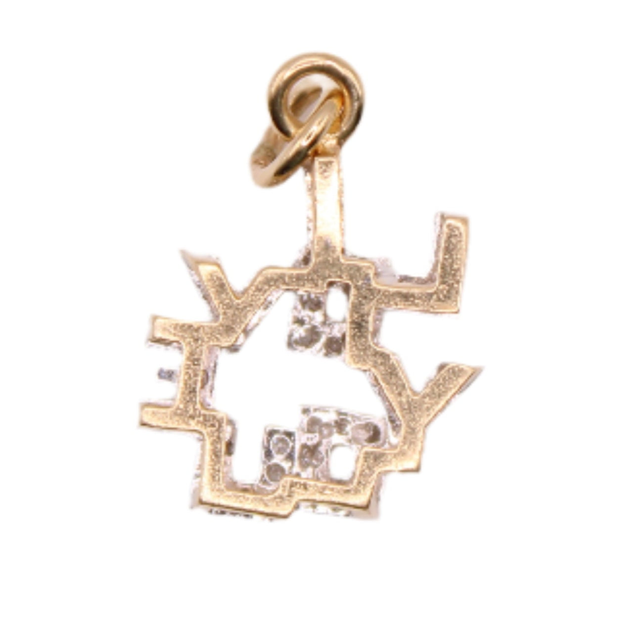 14kt Two Tone Yellow White Gold Diamond 3D I Love You Charm Pendant