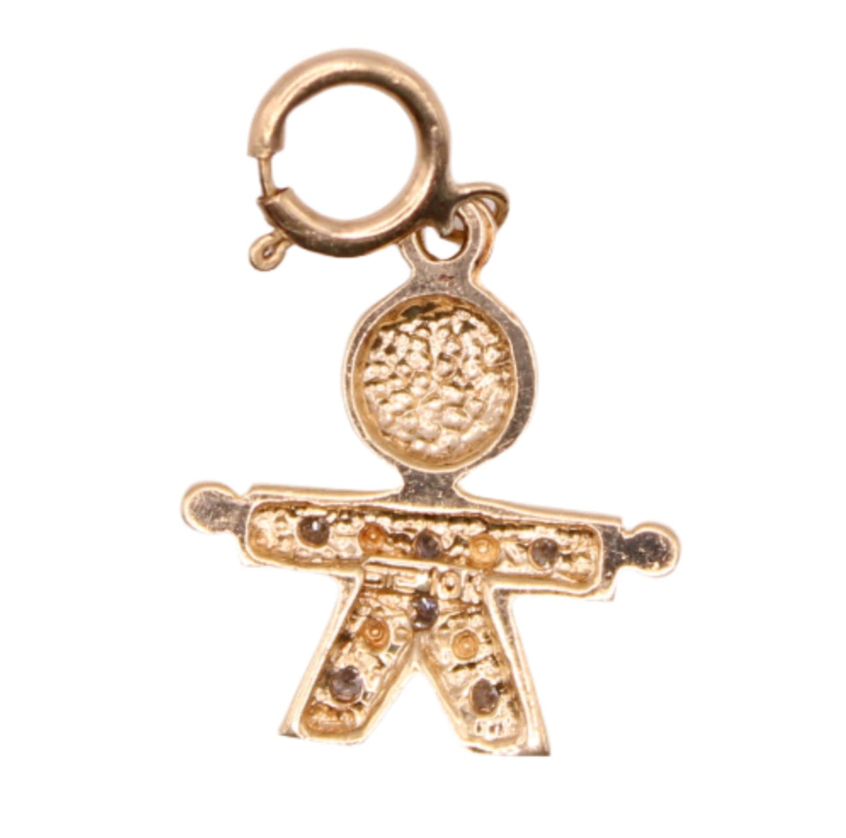 Vintage 10kt Two Tone White Yellow Gold Diamond Small Child Charm Pendant