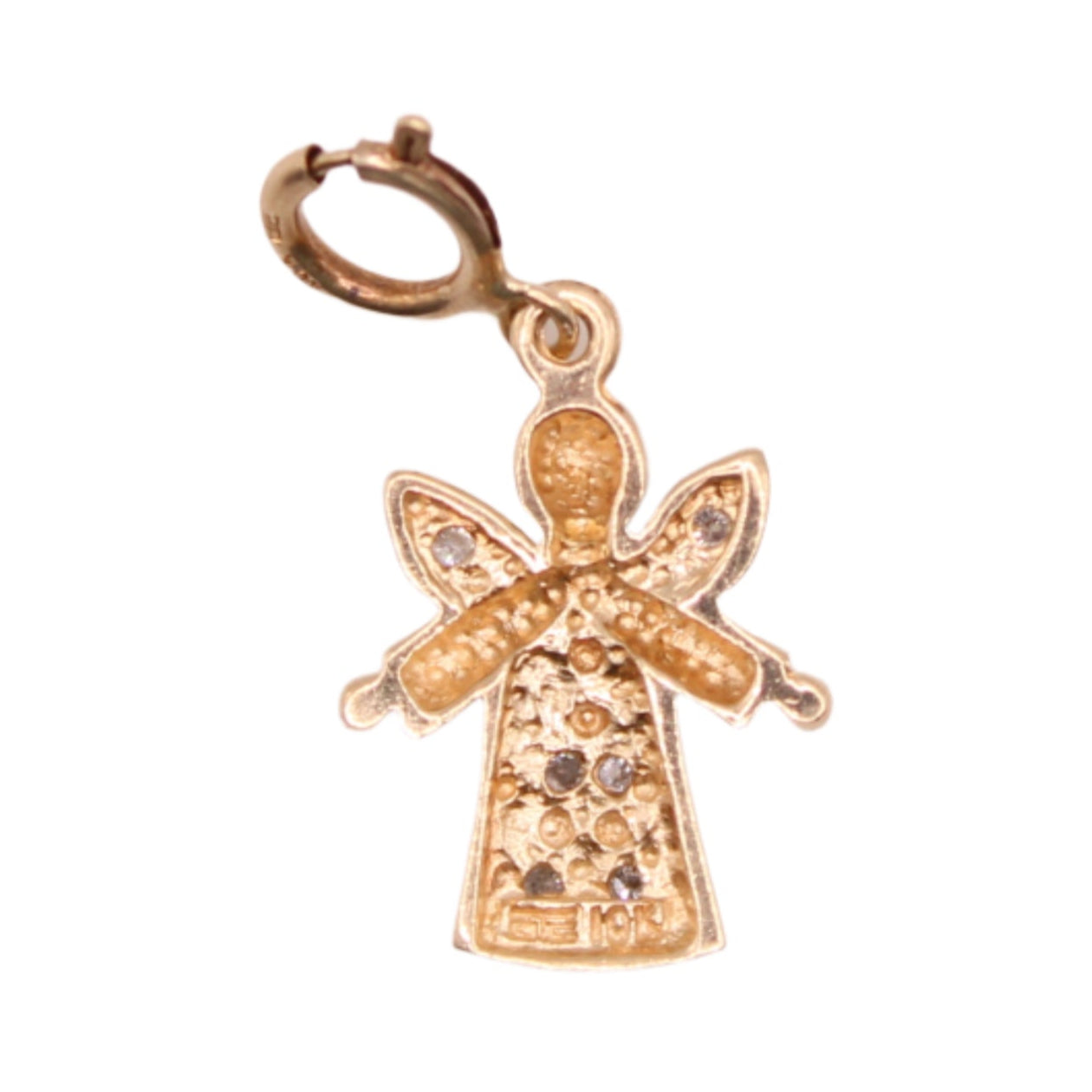 *SOLD* Vintage 10kt Two Tone White Yellow Gold Diamond Angel Charm Pendant
