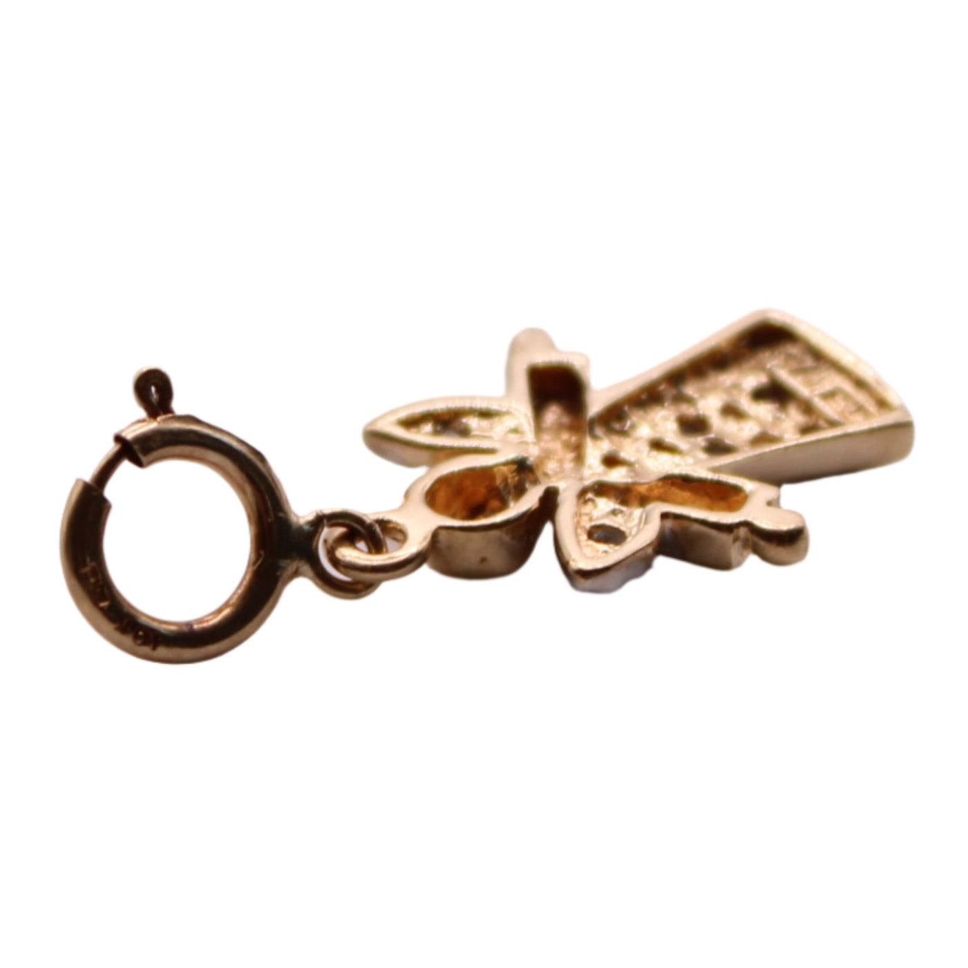 *SOLD* Vintage 10kt Two Tone White Yellow Gold Diamond Angel Charm Pendant