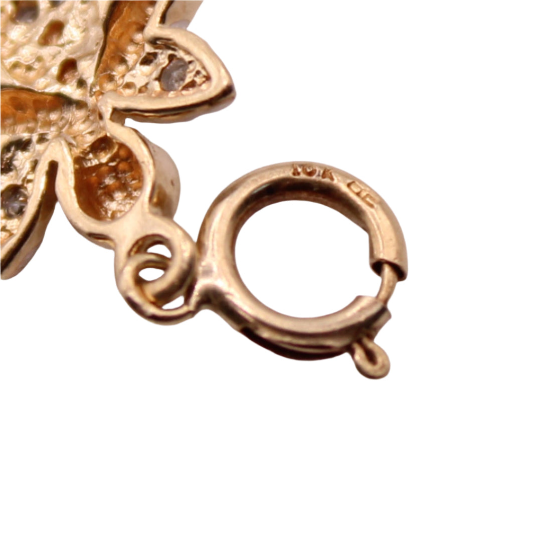 *SOLD* Vintage 10kt Two Tone White Yellow Gold Diamond Angel Charm Pendant