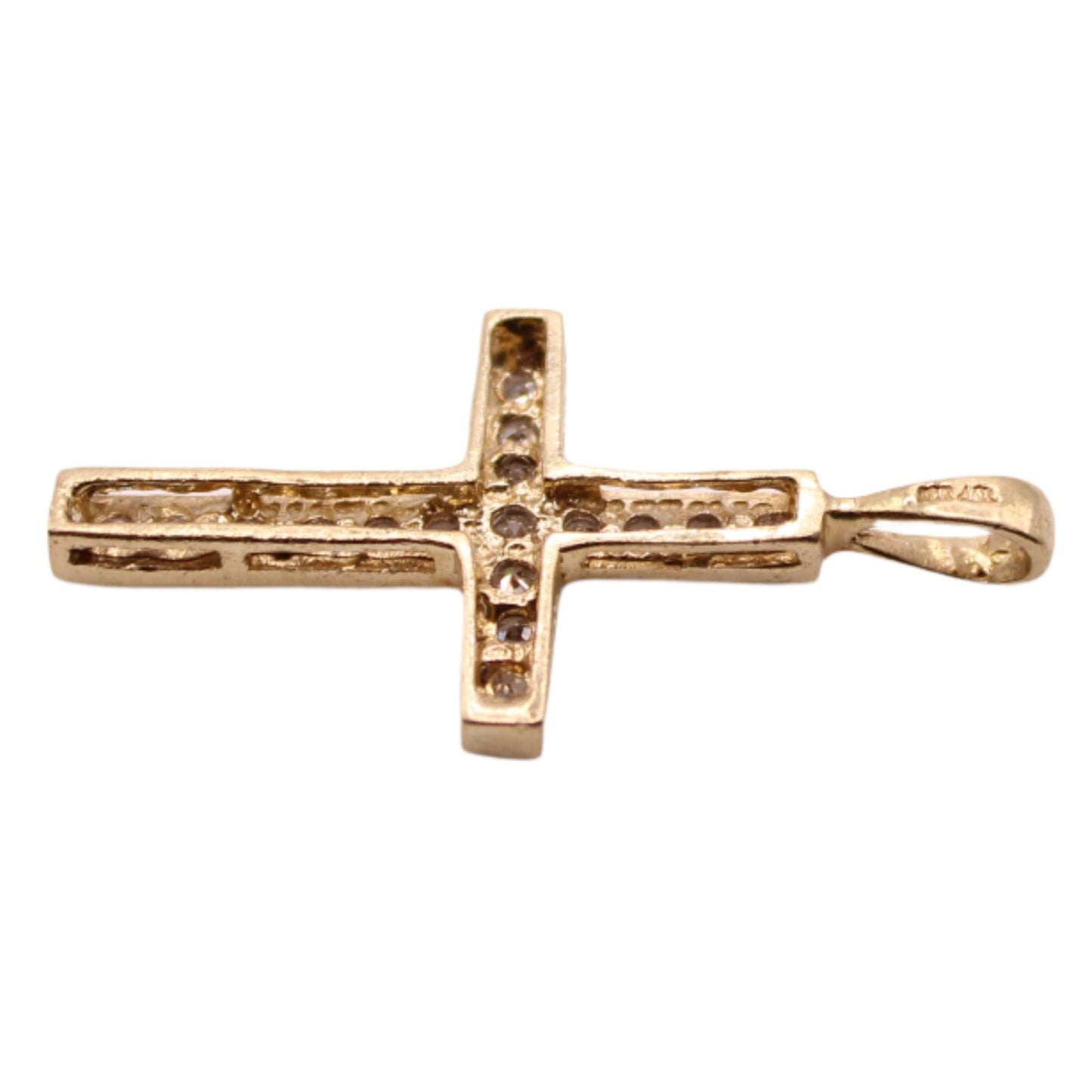 Vintage ADL 10kt Yellow Gold Diamond Two Tone Cross Pendant