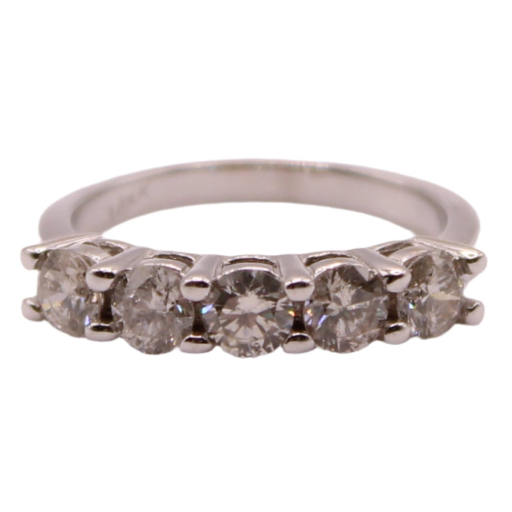 14kt White Gold Diamond Five Stone Journey Anniversary Band Ring