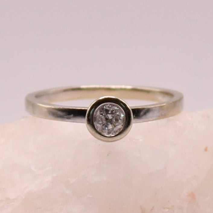 Jared's 10kt White Gold Diamond Bezel Solitaire Stacker Ring