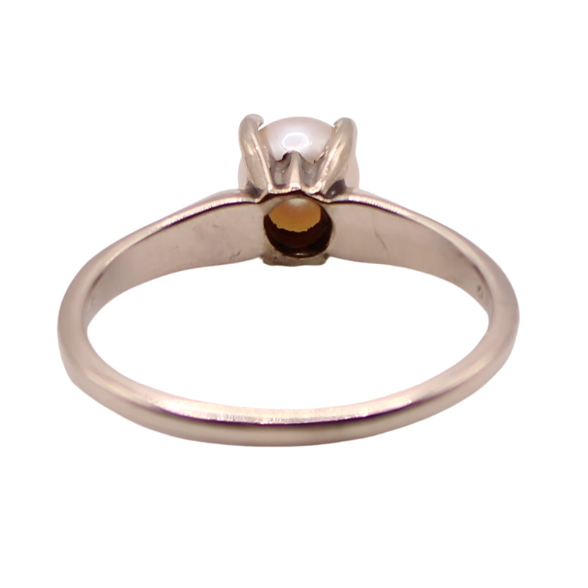 Vintage 14kt Yellow Gold Seed Pearl Solitaire Birthstone Ring