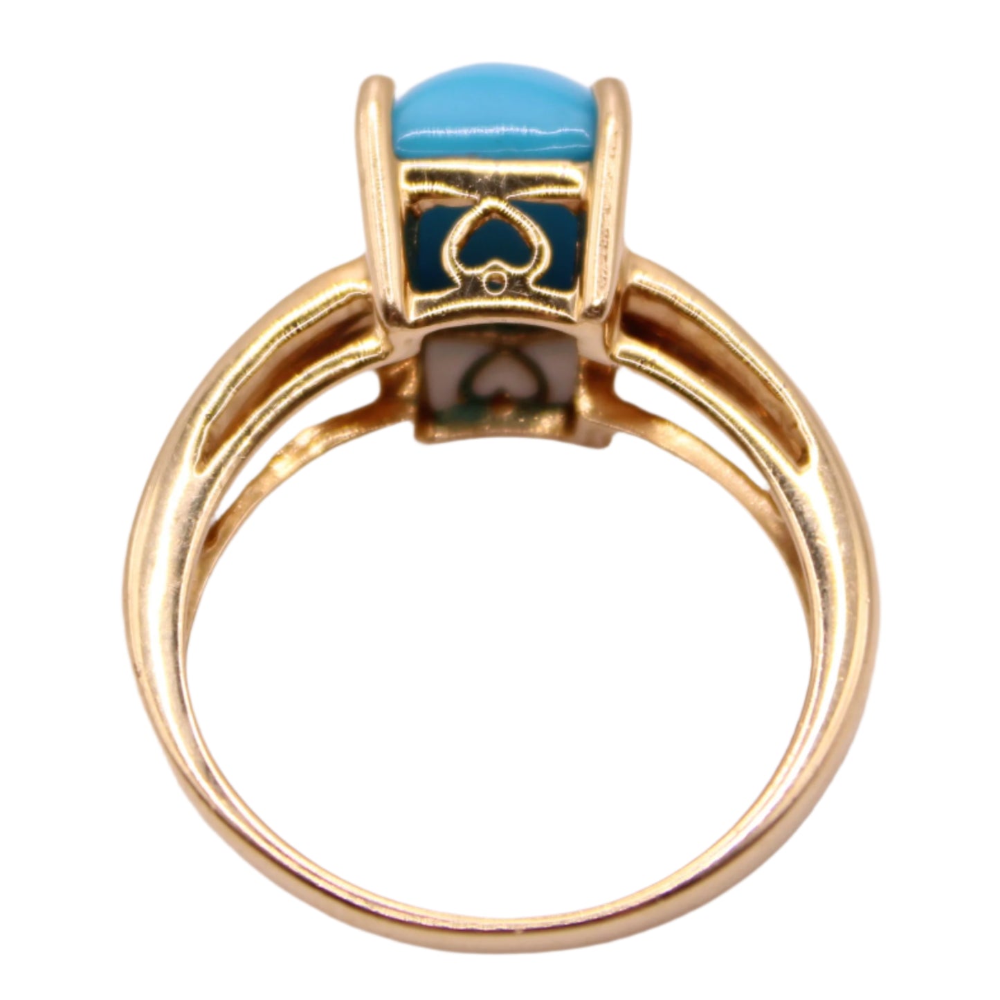 Vintage 14kt Yellow Gold Sleeping Beauty Turquoise Cabochon Cocktail Ring