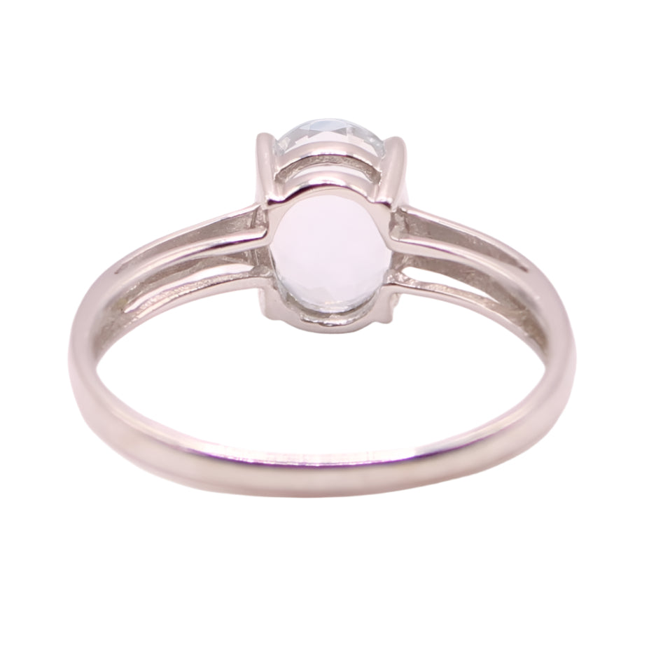 14kt White Gold Oval Aquamarine Light Blue Cocktail Solitaire Birthstone Ring