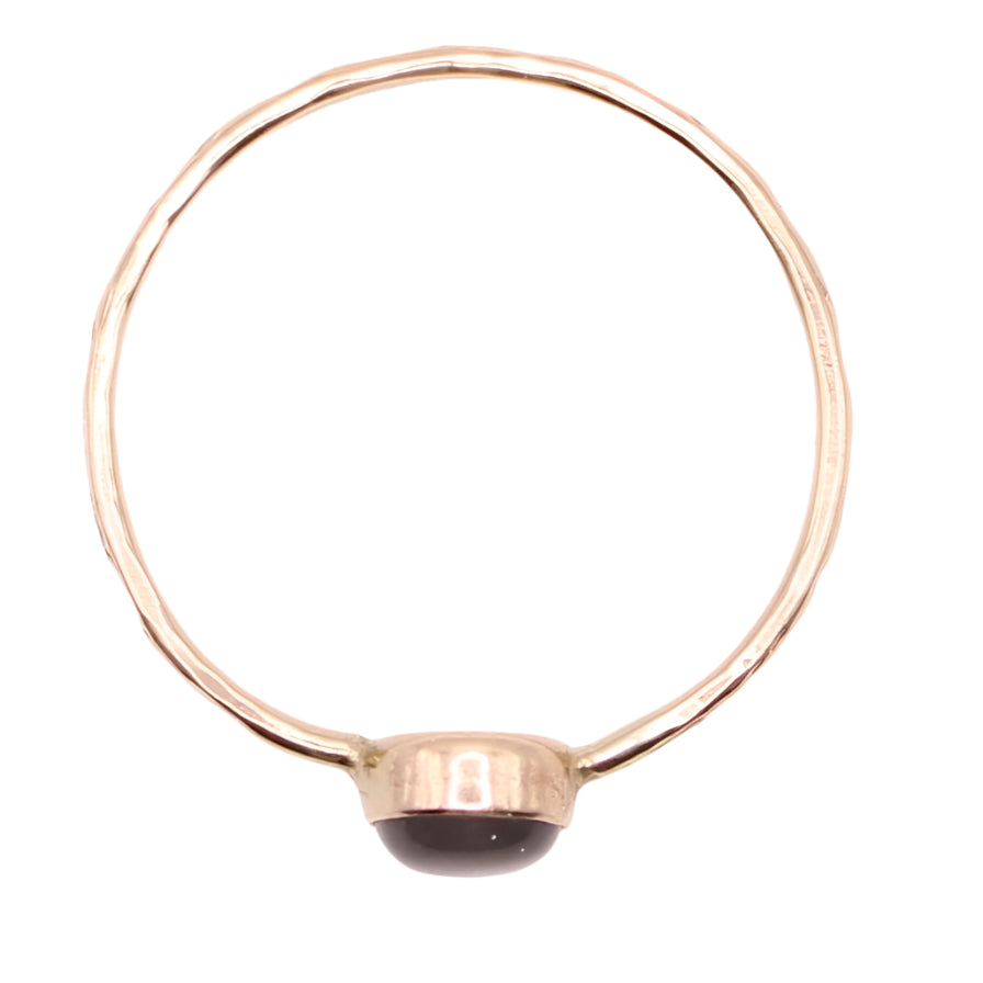 14kt Yellow Gold Gray Moonstone Bezel Set Dainty Stacker Ring