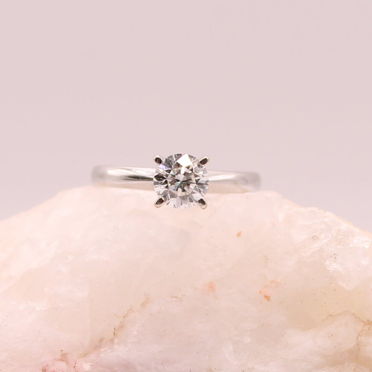 Zales 14kt White Gold Diamond Solitaire Round Cut Engagement Wedding Ring