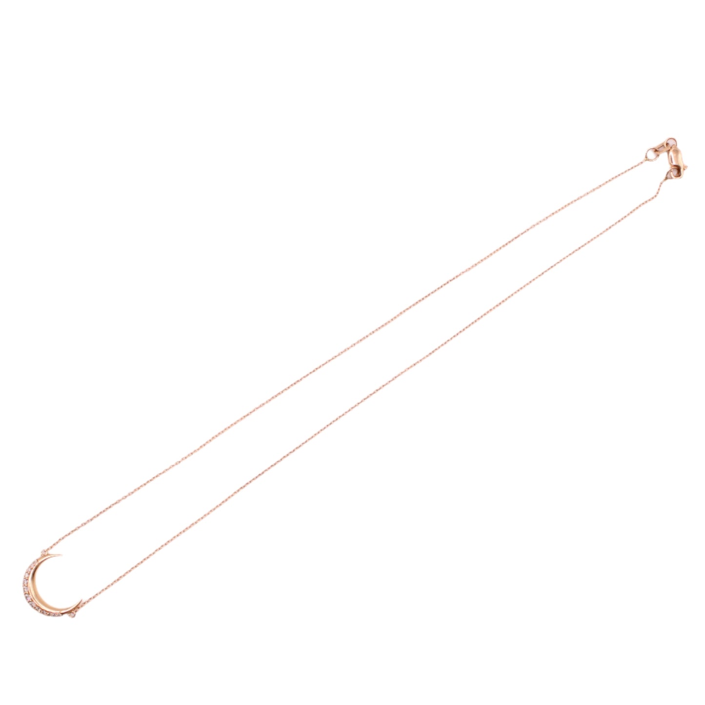 Ferkos 14kt Rose Gold Diamond Crescent Moon Choker Chain Link Necklace 15"